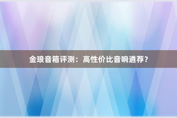 金琅音箱评测：高性价比音响遴荐？